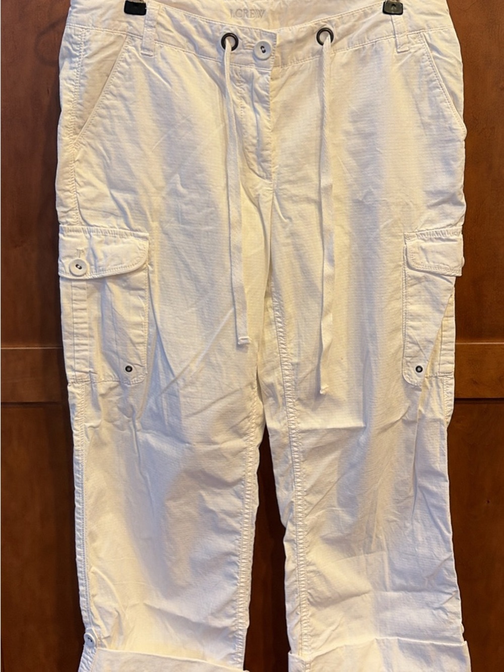 J. Crew White Cropped Cargo Drawstring Pants